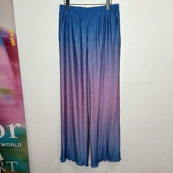 NWT SIMKHAI Dante Ombre Wide Leg Pant in Sheer Lilac Ombre Large Revolve - Picture 2 of 13